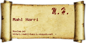 Mahl Harri névjegykártya